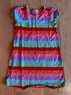 Hanna Andersson Girls Rainbow Striped T-Shirt Dress Size 110 / 5